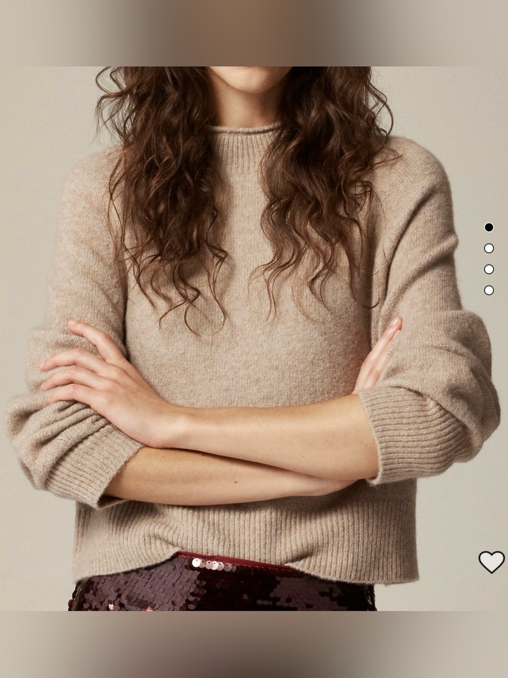 J. Crew Brown Gray Wool Blend Rollneck Slouchy Sweater in Supersoft Yarn, XXL